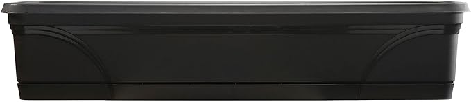 Southern Patio 36 Inch Medallion Weatherproof and Sunray Protected Plastic Hanging Windowsill Garden Box Planter with Drainage Holes, Black