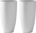 Kante 23.6" H Pure White Concrete Tall Planters (Set of 2), Large Outdoor Indoor Decorative Plant Pots with Drainage Hole and Rubber Plug, Modern Style for Home and Garden