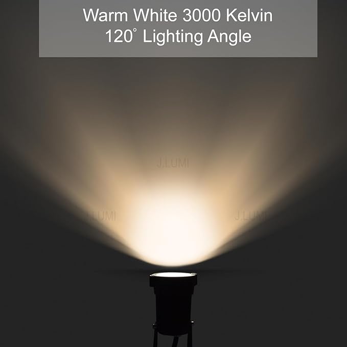 GSS6005 Plug in Spotlight Outdoor, 5W LED Landscape Spotlight 120V, 3000K Warm White, Metal Construction with Ground Stake, 3ft Cord and Plug, Black
