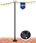 10FT String Light Pole for The Outdoor, Heavy Duty Metal Lighting Stand Pole for Hard Soil Wood Backyards Patio Weddings Holiday Party Decorations (1 Pack)