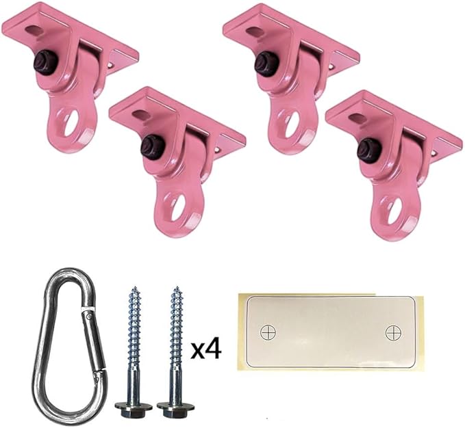 Heavy Duty Pink Swing Hangers Screws Bolts Included Over 5000 lb Capacity Playground Porch Yoga Seat Trapeze Wooden Sets Indoor Outdoor (4 Pack)