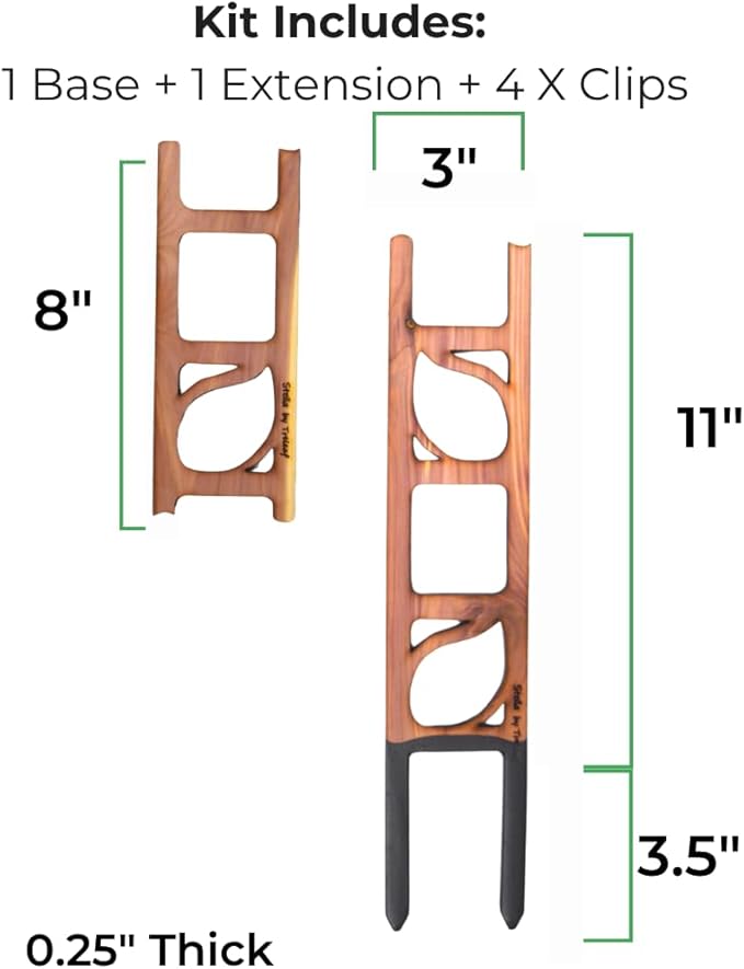 Treleaf Stella Extendable Ladder Trellis - Wooden Plant Trellis for Indoor Climbing Plants, Modular Plant Support Stake with 12” Base + 8” Extension - Perfect for Ivy, Hoya, Houseplants