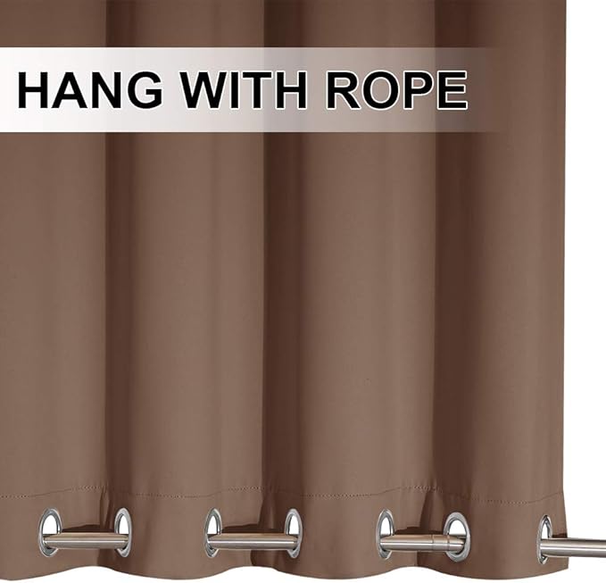 NICETOWN Outdoor Curtain Rustproof Fixed Grommet Top and Bottom, Thermal Insulated Keep Vertical Drape, Blackout Heavy Weight Wind Break Outdoor Drapery, 84 by 108 inches,1 Piece, Tan-Khaki
