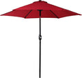 Sunnydaze Outdoor Patio Umbrella - Polyester Table Market Umbrella with Push-Button Tilt and Crank - 6 Sturdy Ribs - Red - 7.5ft