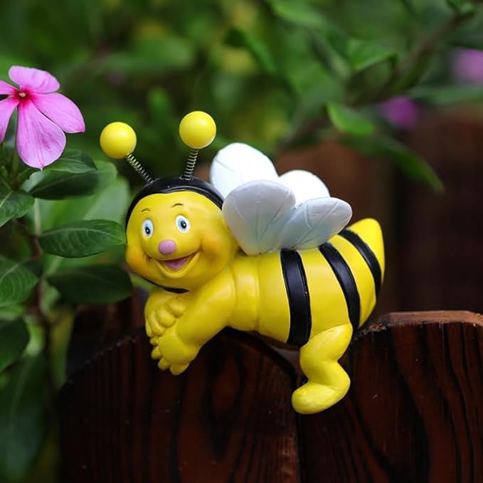 2-Piece Set Bees Pot Huggers for Planters, Climbing Bee Flower Pot Hugger, Hanging Plant Decorations for Pots, Cute Plant Pot Decorations for Home Garden Patio Fence Lawn Yard (Bee)