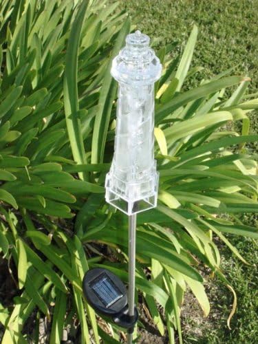 Solar Garden Stake Lights with Color Changing LED or Regular White LED Landscape Path Lights (Set of 2) (Lighthouse)