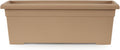 The HC Companies 28 Inch Romana Planter Box with Drainage Plug, Lightweight UV-Resistant Plastic Outdoor Planters, 1-Pack Flower Box for Garden, Patio, Balcony, and Fence, Sandstone