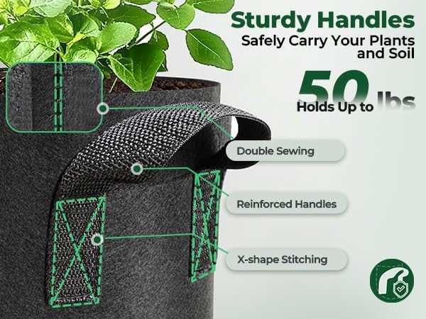 T4U 1 Gallon Grow Bags, Upgrade Grow Bags with Handles, Heavy Duty Thickened Nonwoven Fabric Pots, 1 Gallon Pots for Plants, Herb, Mint, Thyme (5 Pack)