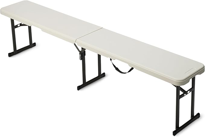 Amazon Basics 6ft Foldable Bench for Indoor & Outdoor Use with Carrying Handle, White