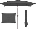 JEAREY 6.5x10 ft Rectangular Patio Umbrellas Rectangle Outdoor Umbrella with Push Button Tilt and Crank, Market Table Umbrella 6 Sturdy Ribs UV Protection for Poolside Garden Backyard Deck, Gray
