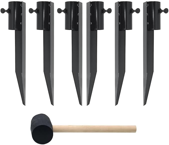 CNQLIS 6 Pcs Outdoor Light Stakes for Tiki Torch Stand - 10 3/4" Steel Torch Stakes - Garden Stakes for Lights, Stakes for Outdoor Lights for Solar Lights,Fishing Rods, Freestanding Poles