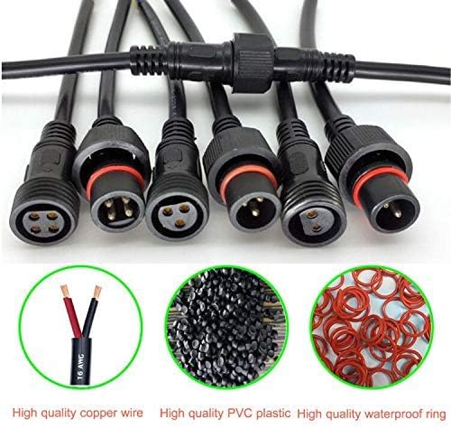 16AWG Waterproof Extension Cable,9.84FT 2Pin Extension Lead Waterproof Cord,IP65 Extension Cable for Solar Spotlights,Garden Spike Lights,LED Strip Lights(2Pin)