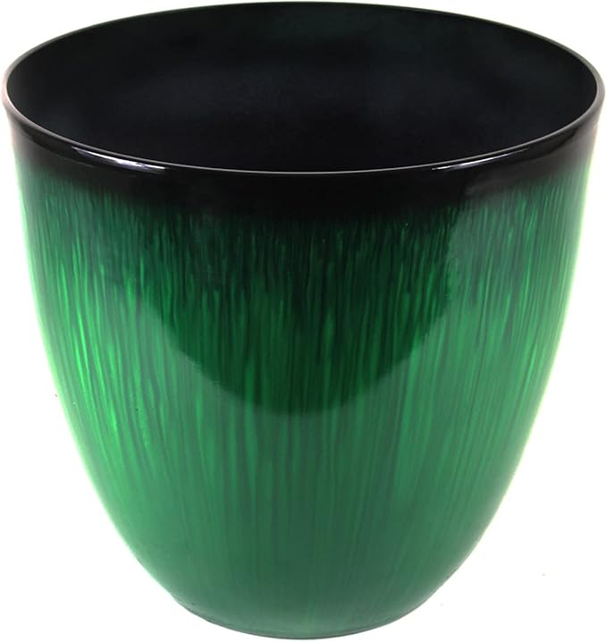 Gardener Select (EPR12-205) Large Egg Shaped Planter - Modern Indoor & Outdoor Decorative Flower Pot/Box (12 Inch, Green Flower)