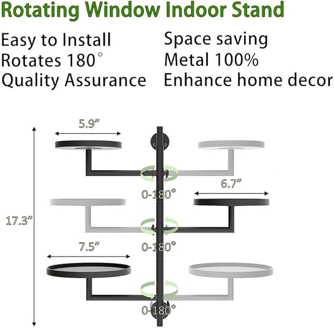 Rotating Wall Plant Shelves Plant Shelf for Window 3-Tier Metal Wall Plant Holder for Multiple Plants with Hanging Indoor Home Decor