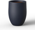 Kante 16.5 Inch Tall Concrete Planter, Large Indoor Outdoor Plant Pot with Drainage, Smooth Charcoal Finish with Painted Interior, Ideal for Porch, Home, Garden, Patio