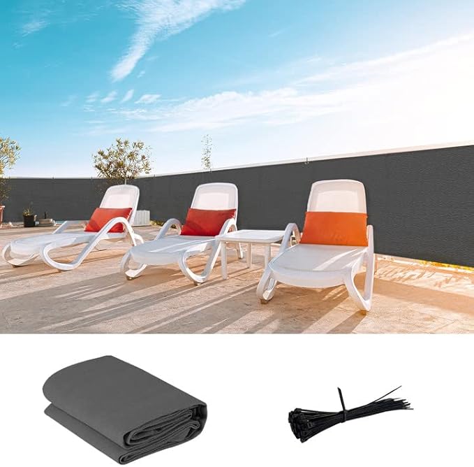 LOVE STORY Custom Size 3'x18' Dark Grey Balcony Privacy Screen,UV Block Privacy Fence Screen,90% Shield for Outdoor Pool Garden Apartment Railing