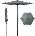 Abba Patio 7.5FT Lyon Outdoor Patio Umbrella Outdoor Table Umbrella with Push Button Tilt and Crank Market Umbrella 6 Sturdy Ribs UV Protection Waterproof for Garden Deck Backyard Pool Grey