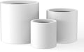 Kante RC0119ABC-C80011 Set of 3 Lightweight Concrete Modern Cylinder Outdoor Planters, 15.8, 12.9 and 9.8 Inch Diameter, Pure White