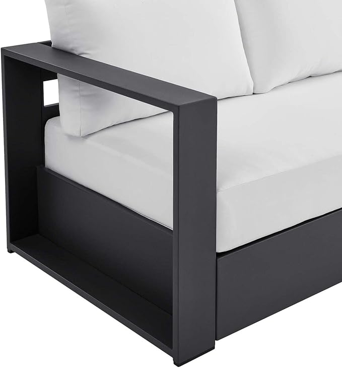 Modway Tahoe Aluminum Outdoor Patio Sofa in Gray White