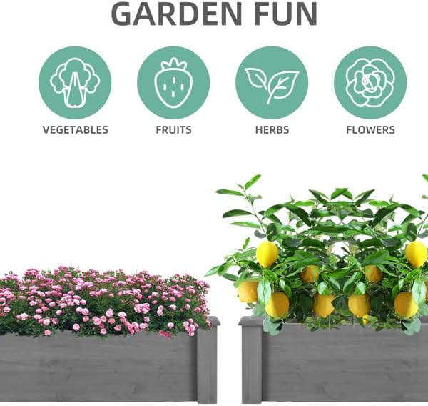 Over Ground 96x28x10 inch Raised Garden Bed, Large Wood Planter Box for Outdoor Herbs Vegetables Flowers, Tool-Free Quick Assembly Patio Yard Gardening Container, Durable Natural Cedar Frame