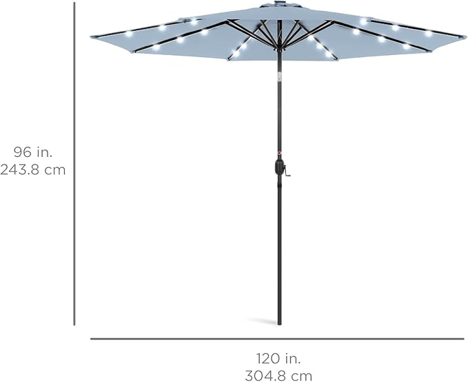 Best Choice Products 10ft Solar Polyester LED Lighted Patio Umbrella w/Tilt Adjustment and UV-Resistant Fabric