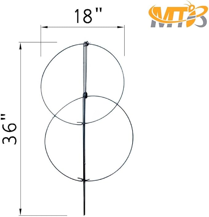 MTB Supply 5 Pack 36" x 18" Peony Double Ring Plant Support,Plant Support Stakes for Tomatoes Peony Lily Rose Plant Support Rings Peony Cages for Outdoor Plants Flowers Vegetables
