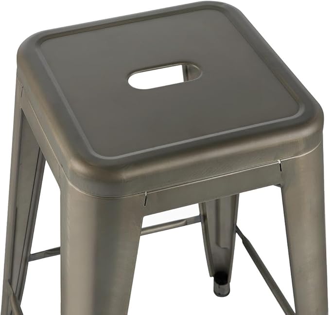 Yaheetech 30 Inch Metal Bar Stools Set of 4, Bar Height Backless Bartools, Industrial Stackable Bar Chairs with Footrest for Kitchen/Dining Room/Bistro/Patio, Gun Metal