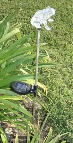 Solar Garden Stake Lights with Color Changing LED or Regular White LED Landscape Path Lights (Set of 2) (Frog)