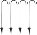 CALIDAKA 4 Pack Multi-Purpose Shepherds Hooks Outdoor Iron Shepherd Hook with Base Adjustable Heavy Duty Garden Hanging Stake for Lanterns Solar Light Plant Hanger Wedding Decor