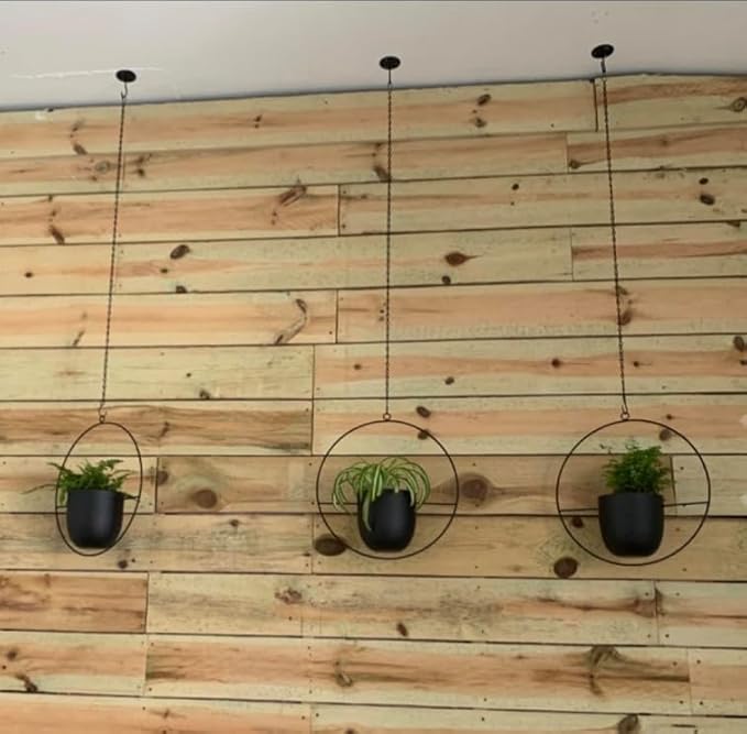 2 Pack Hanging Planters for Indoor Plants with 5.5" Pot + Ceiling Hook + Extender Chain | Hanging Plant Holder, Metal Minimalist Planter, NO Plant incld