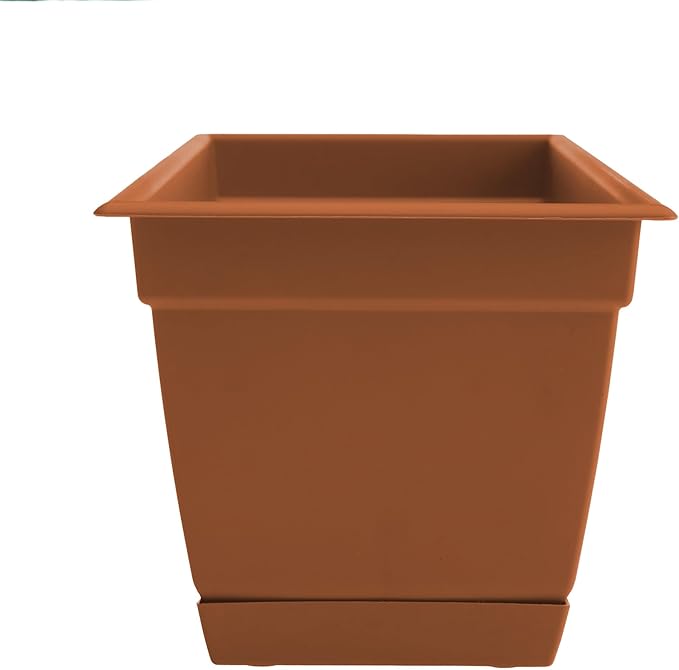 Bloem Dayton 24" Terra Cotta Recycled Plastic Rectangle Window Box Planter with Saucer Tray for Indoor and Outdoor Gardening