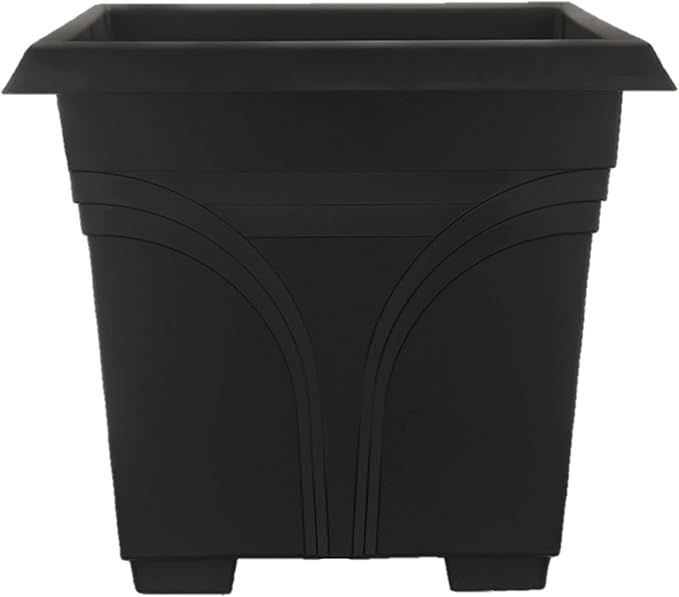 Southern Patio 36 Inch Medallion Weatherproof and Sunray Protected Plastic Hanging Windowsill Garden Box Planter with Drainage Holes, Black