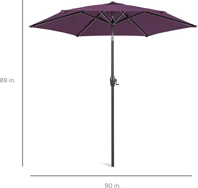 Best Choice Products 7.5ft Heavy-Duty Round Outdoor Market Table Patio Umbrella w/Steel Pole, Push Button Tilt, Easy Crank Lift - Amethyst Purple