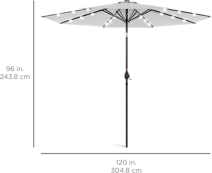 Best Choice Products 10ft Solar Polyester LED Lighted Patio Umbrella w/Tilt Adjustment and UV-Resistant Fabric