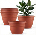 5 Pack 10 Inch Plant Pots Lightweight Planters with Drainage Holes,Durable Indoor & Outdoor Flower Pots for Garden,Patio & Home Decor(Pottery Red)