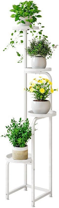 Plant Stand Indoor Outdoor 4 Tier Metal Plant Shelf for Multiple Plants Corner Flower Holders for Living Room Balcony Bedroom Patio Garden, Black (White, 4-Tier)