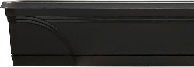 Southern Patio 36 Inch Medallion Weatherproof and Sunray Protected Plastic Hanging Windowsill Garden Box Planter with Drainage Holes, Black