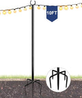 10FT String Light Pole for Outdoor, Heavy Duty Metal Lighting Stand Pole for Garden Lawn Backyard Patio Holiday Wedding Party Decorations (1 Pack)