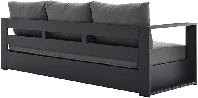 Modway Tahoe Aluminum Outdoor Patio Sofa in Gray Charcoal