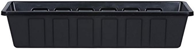 Root & Vessel Poly-Pro Plastic Flower Box Planter, Black, 24-Inch