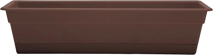 Bloem Dura Cotta Window Box Planter: 30" - Chocolate - Large Box with Tray, Weatherproof Resin Box, Removable Tray for Indoor & Outdoor Use, Gardening, 4 Gallon Capacity