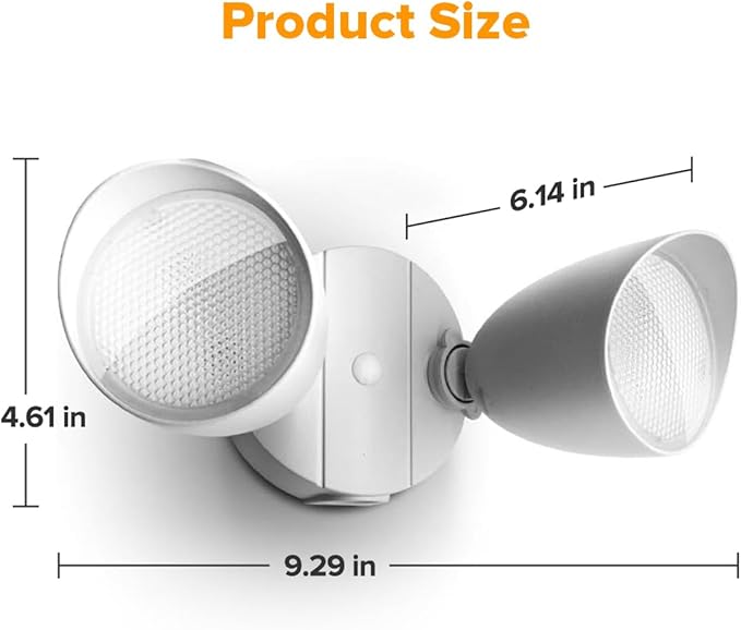 LUTEC 6222W 3500 Lumen 32 Watt 28 LED Dual-Head Floodlight Outdoor, Full Metal Design, Waterproof Exterior Security Wall Light for Patio, Garden, Yard-White