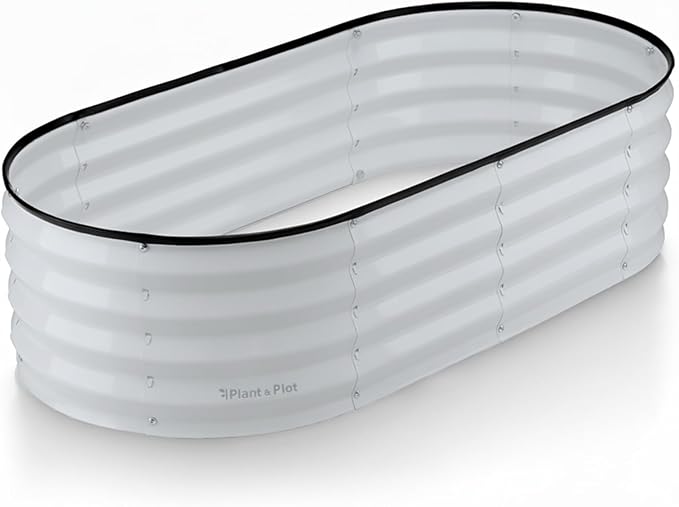 Plant & Plot Galvanized Raised Garden Beds Outdoor // 4×2×1 ft Planter Raised Beds for Gardening, Vegetables, Flowers // Large Metal Garden Box (Light Gray) // Patented Tool-Free Design