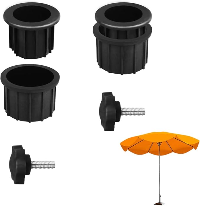 Patio Umbrella Parasol Base Stand Hole Ring Plug Cover Cap Insert with Adjust Knobs Suit for Dia 2 Inch Umbrella Pole Adapter