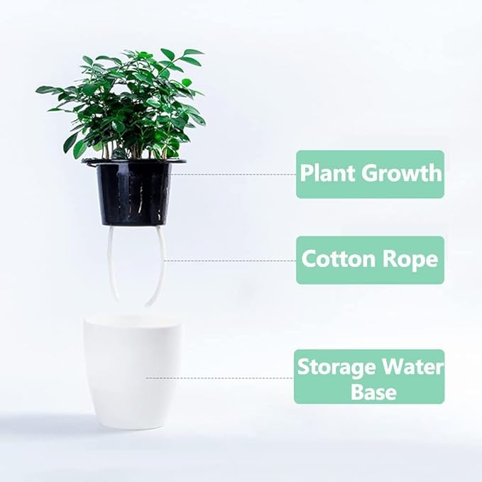 3.5“ Self Watering Planter White Flower Pot, 3 Pcs Small Planter Pot, Mini Plant Pot, for All Plants, Herbs, African Violets, Succulents, Flowers Or Start Plants, White, 3 inch