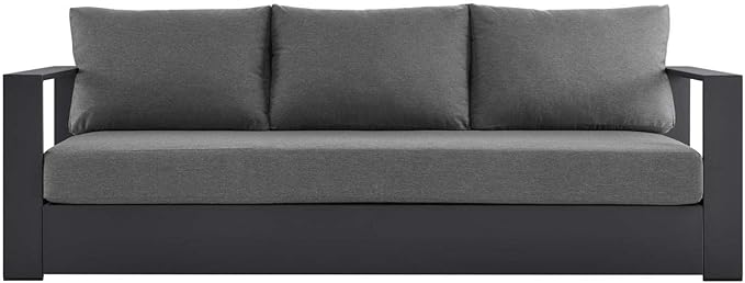 Modway Tahoe Aluminum Outdoor Patio Sofa in Gray Charcoal