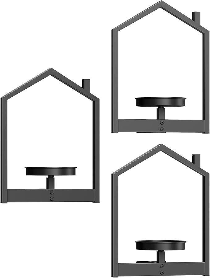 HOOBRO Wall Plant Holder, Wall Planters for Indoor Plants Set of 3, Plant Hanger Indoor Window Plant Shelves for Indoor Outdoor Decor, Black BK08HJP301