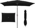 JEAREY 6.5x10 ft Rectangular Patio Umbrellas Rectangle Outdoor Umbrella with Push Button Tilt and Crank, Market Table Umbrella 6 Sturdy Ribs UV Protection for Poolside Garden Backyard Deck, Black