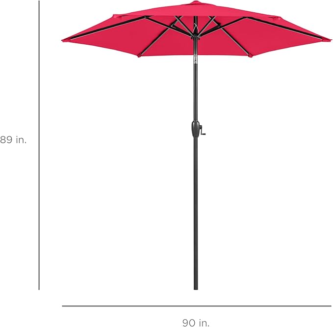 Best Choice Products 7.5ft Heavy-Duty Round Outdoor Market Table Patio Umbrella w/Steel Pole, Push Button Tilt, Easy Crank Lift - Hot Pink