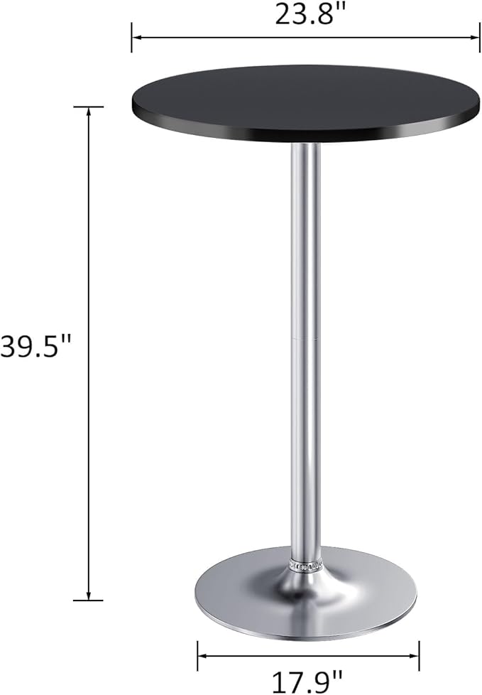Furmax Bistro Pub Table Round Bar Height Cocktail Table for Home Bar, Small Round Bar Tables for Party, Dining Room, Living Room and Wedding, Metal Base MDF Top Obsidian, 40.6 Inch Height (4, Black-2)